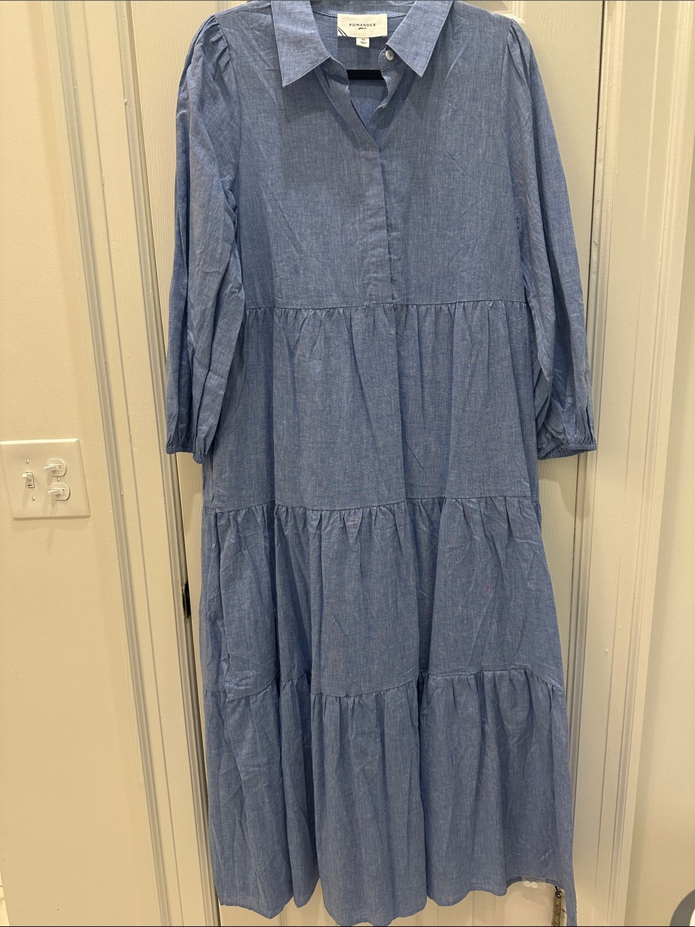 Pomander Place Chambray Tiered Maxi Dress